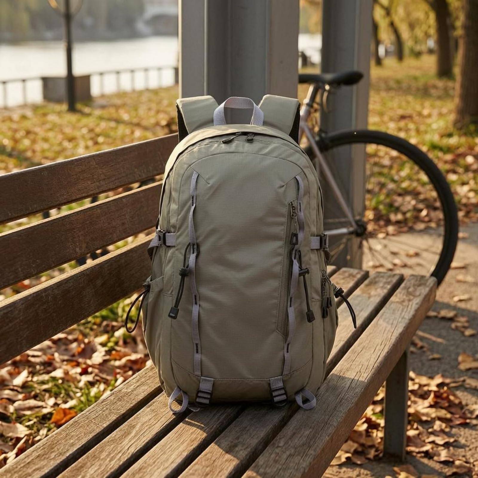 Zaino Trekking Leggero Spallacci Imbottiti Zaino Hiking Strutturato Tasche Laterali Elastiche Backpack da Montagna per Escursionisti, Escursioni, Grigio, Grigio Qingluan