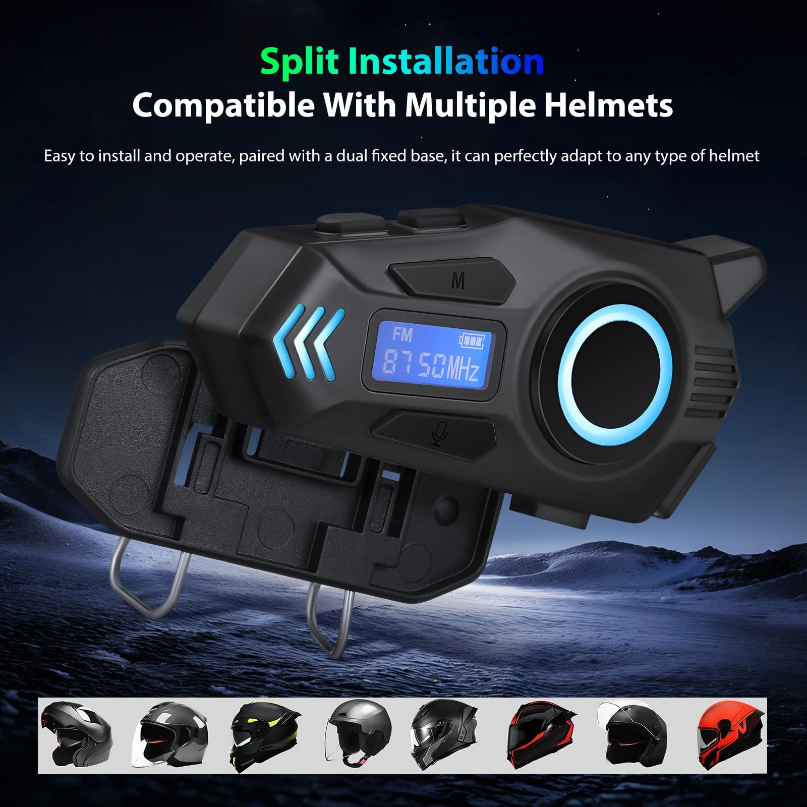 Amosfun Auricolari Wireless per Casco Moto Cuffie Sportive Ergonomiche con Microfono Comfort Prolungato e Batteria Lunga Durata per Comunicazione e Assistenza Vocale in Ciclismo