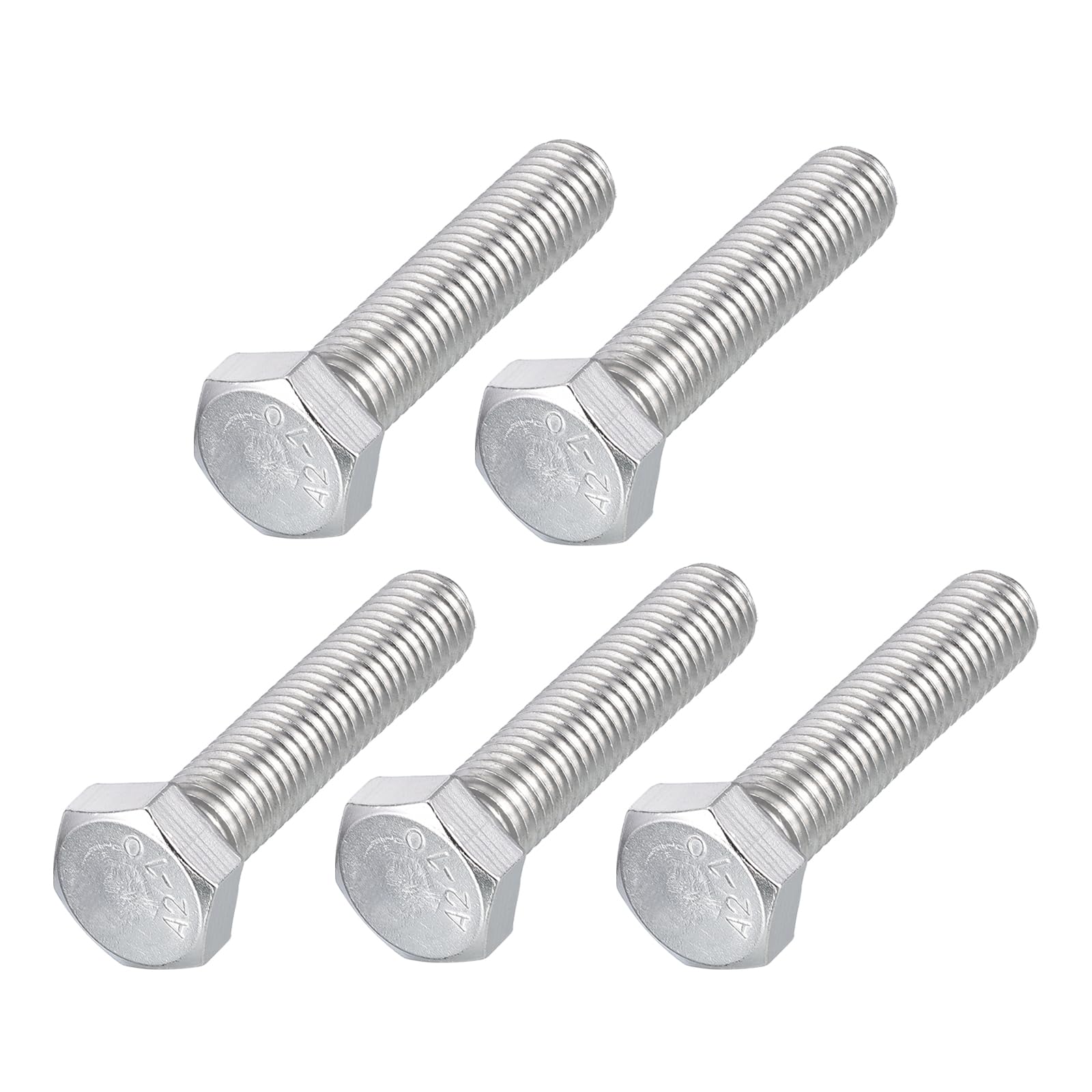 METALLIXITY Hex Bolts (M12-1.75x55mm) 5Pcs, 304 Stainless Steel Coarse Fully Threaded Hex Head Screw Bolt Machine Screws