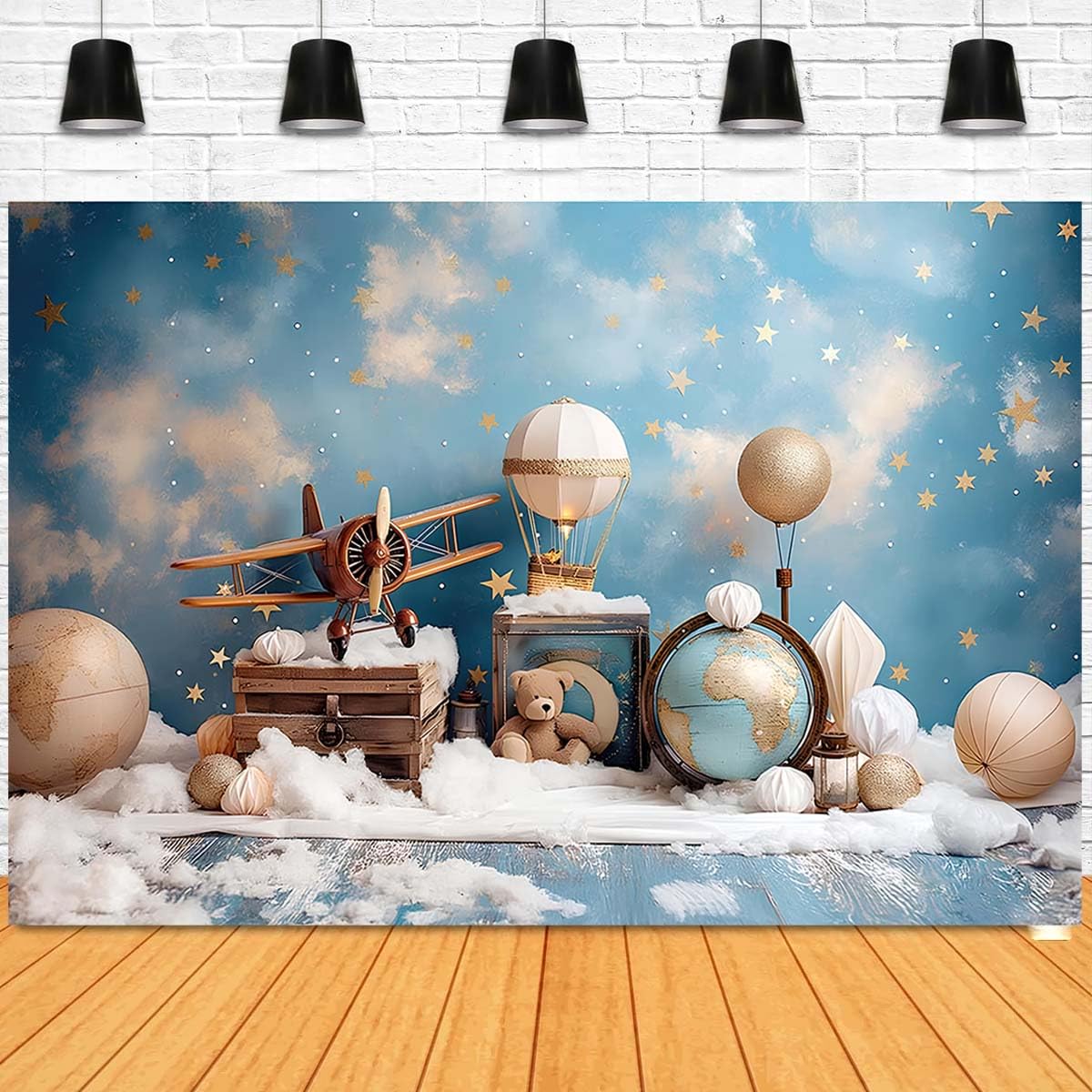 Travel Plane Backdrops Kids Cake Smash Photocall Decors Child