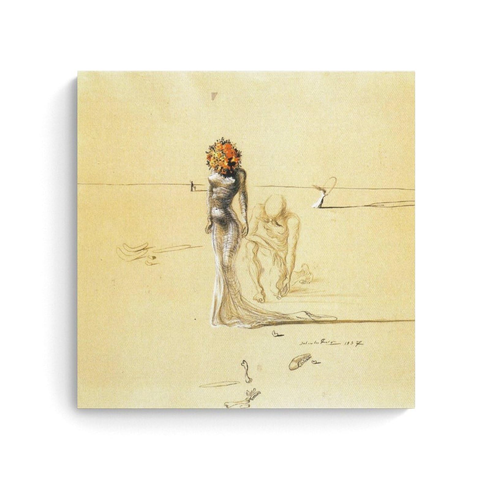 Female Figure with Head of Flowers By Salvador Dalí Painter Artwork Poster Wall Art Gifts Bedroom Prints Home Decor Hanging Picture Canvas Paintings 20x20inch(50x50cm)