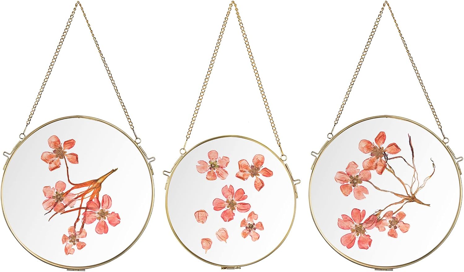 SUMTree 3 PCS with 2 Size Gold Glass Hanging Photo Picture Display