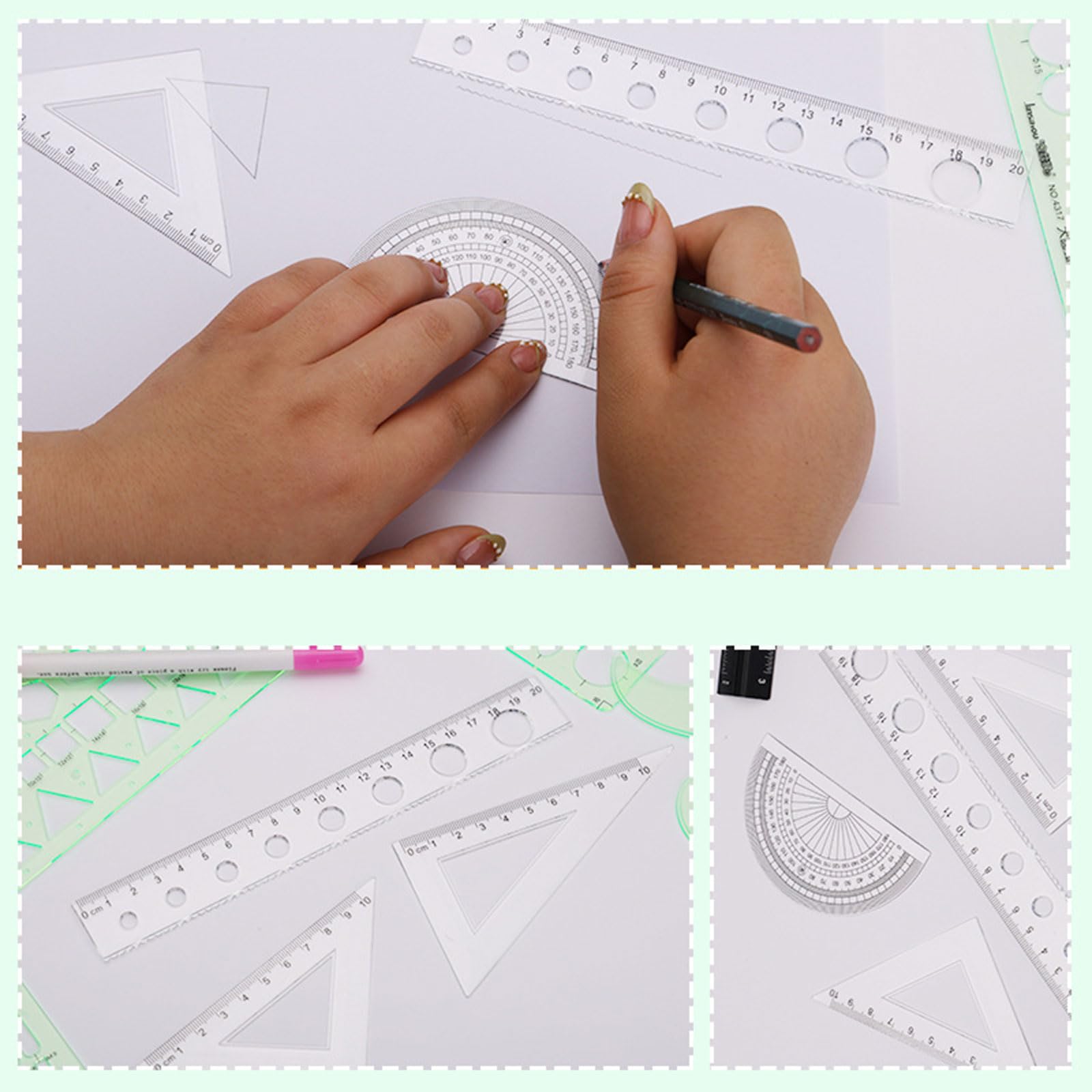 Kreisschablonen, Messkreise, Lineal, Schablone, Geometrie-Lineal, Büro, Schulbedarf, für Bauen, Zeichnen, geometrische Schablonen, Lineale, Vorlagenmessung
