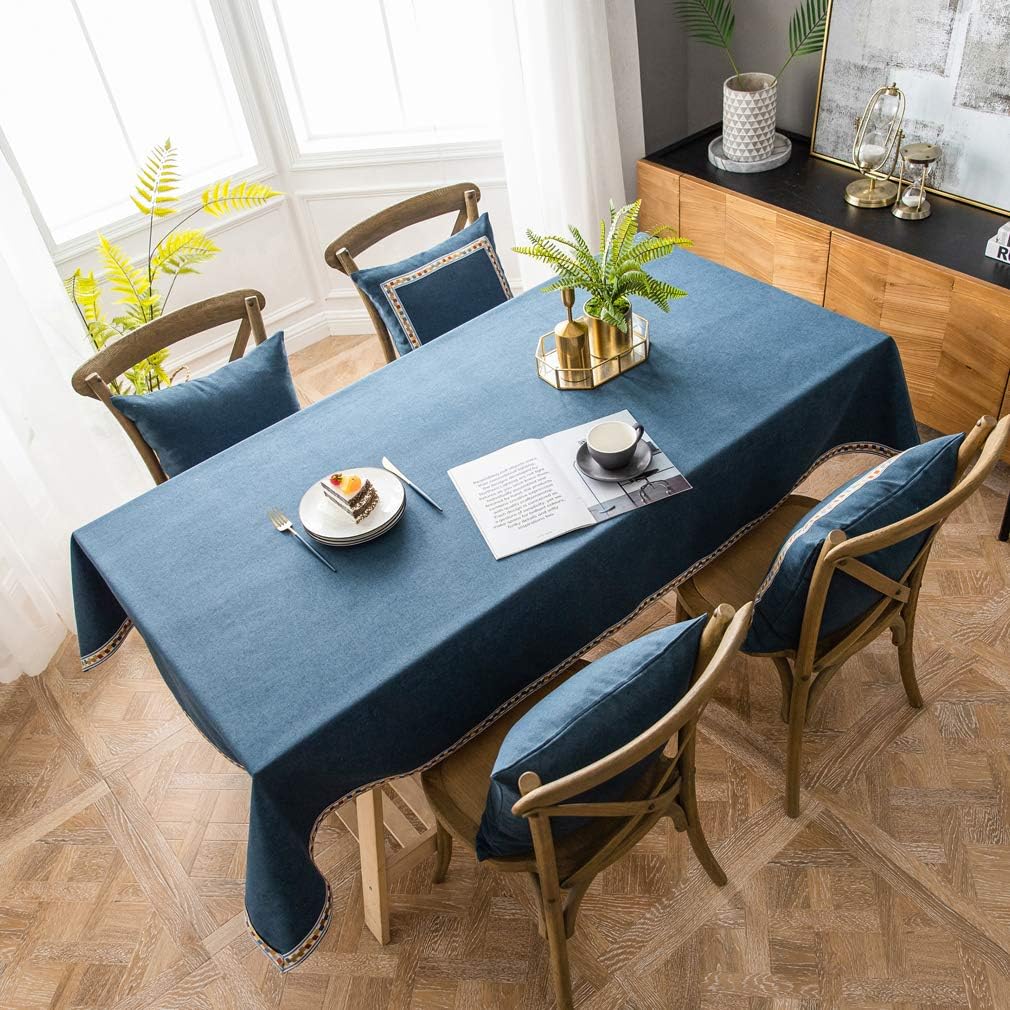 Pahajim Table Cloth Solid Color Cotton Line Tablecloth Square Table Cloths Wrinkle Free Table Cover Burlap Waterproof Tablecloths for Kitchen Dinning Table Party Decoration(55 x 55 inch)