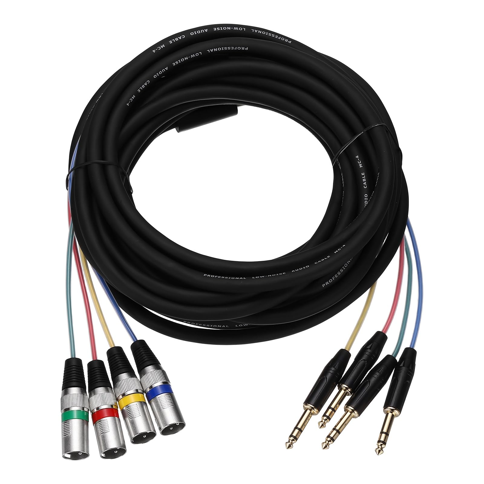 QUARKZMAN 1 Pezzo Cavo A Serpente 4 Canali XLR, Cavo Microfono 4 Vie XLR Maschio A TRS 6.35 Con Colori Diversi, Cavo Audio Bilanciato Per Palco Studio Registrazione, 10.0m