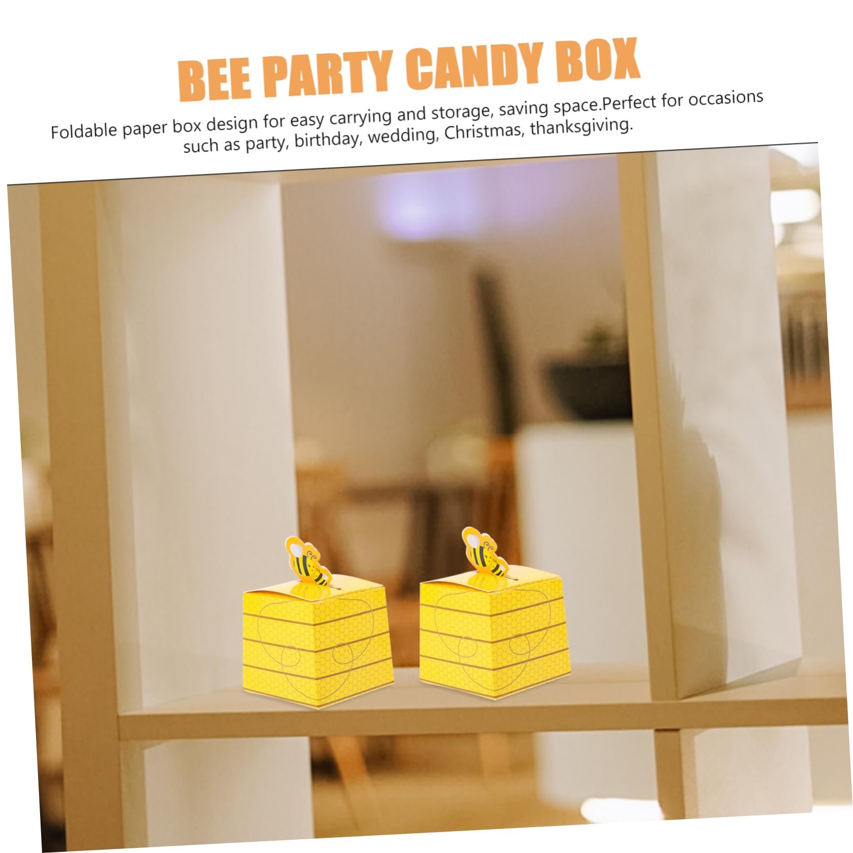 BESTYASH Scatola Da 3 Pezzi scatole per biscotti portatili piccola ape etichetta caramella bottino api scatole per dolci scatole per feste porta caramelle Carta