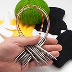 16" US Size 11 /8mm Metal Circular Knitting Needles Set for Beginners, Stainless Steel Round/Circle Knitting Needles with Fixed Lace for Small Knit Projects Christmas Stockings Socks Hats Baby Booties