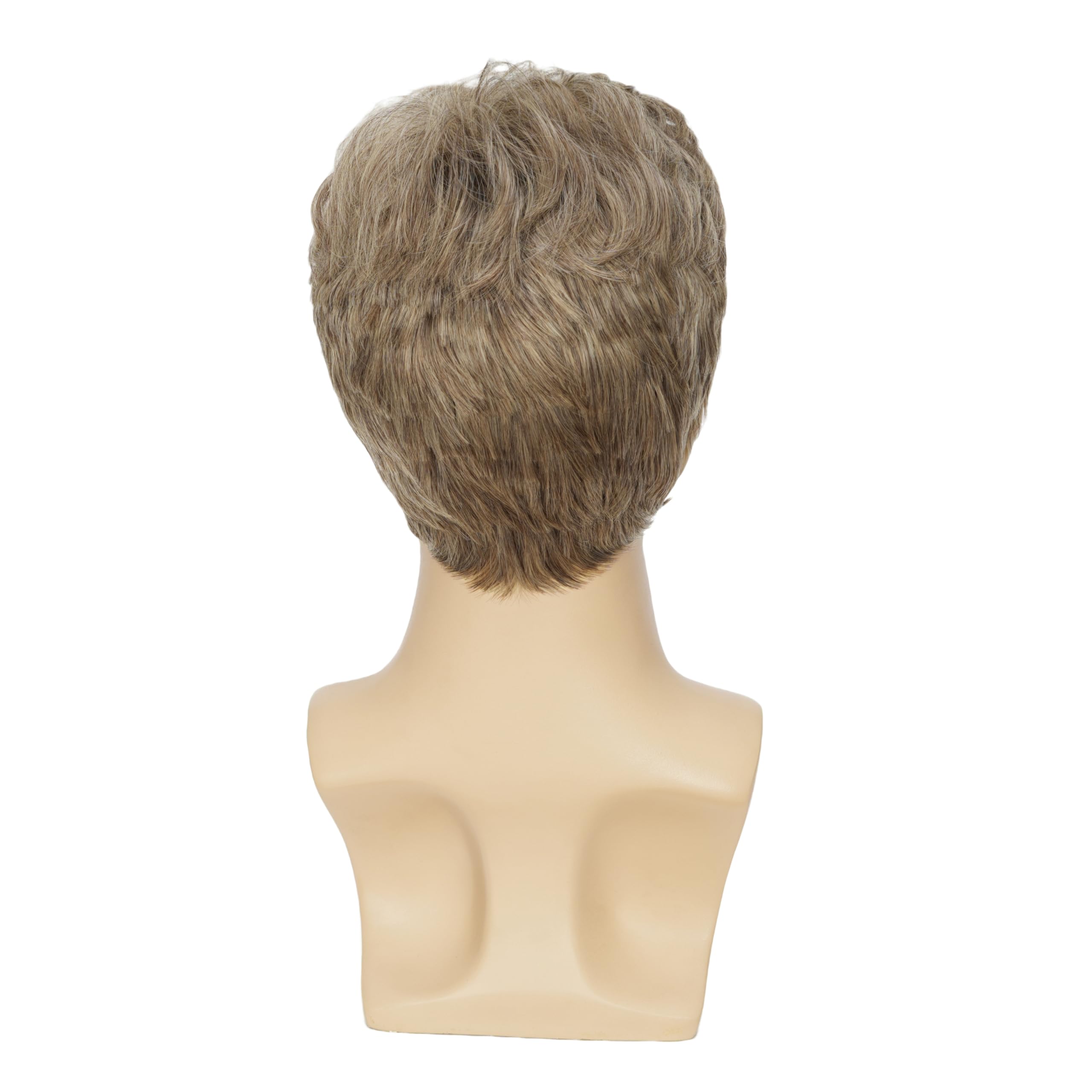 Men's Short Curly Synthetic Wig, Layered Natural-Looking Hair