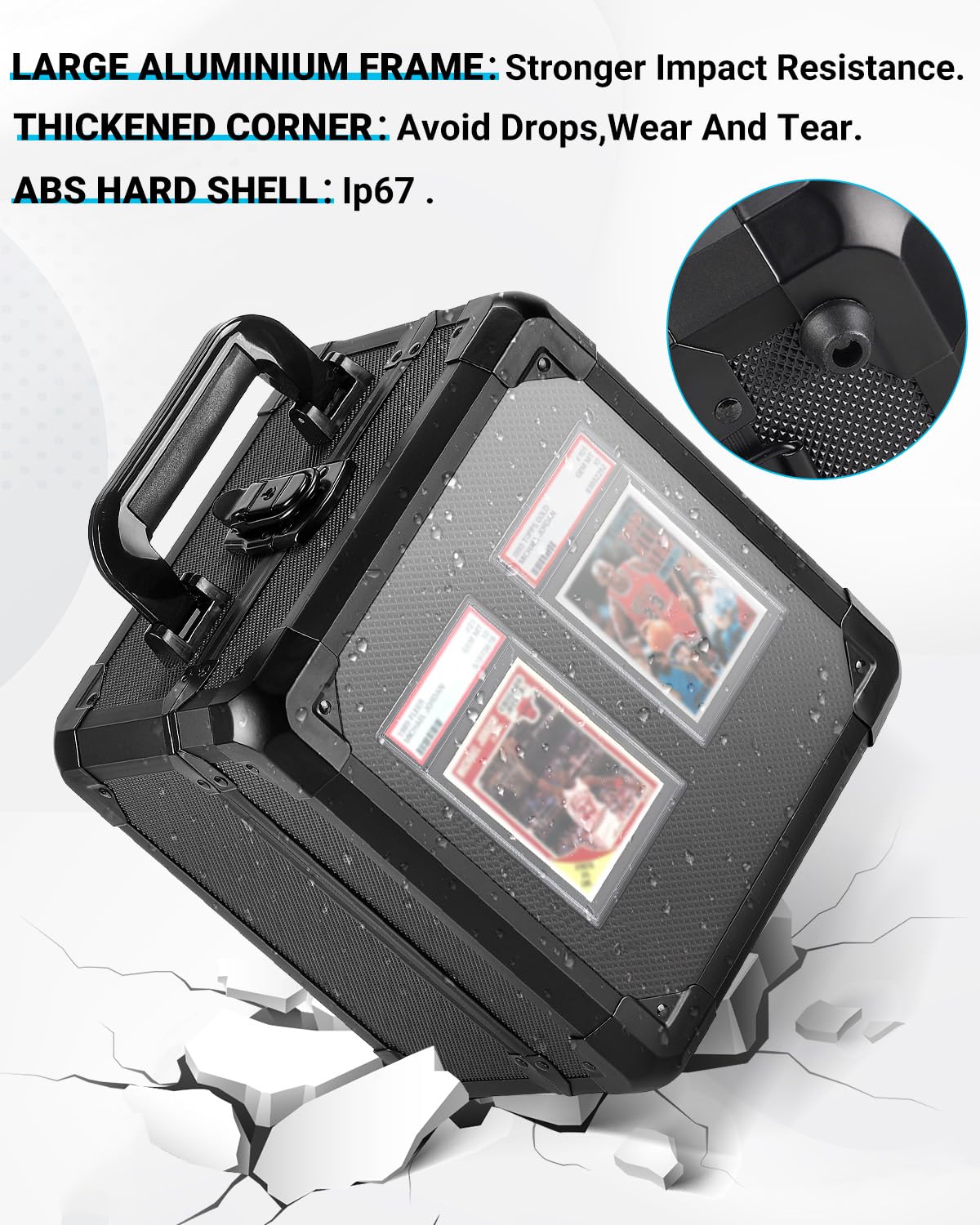 Boîte de rangement pour cartes graduées avec 2 fenêtres de présentation | Boîte de rangement pour cartes de sport avec clés - Noir - Étanche - Petit étui de transport