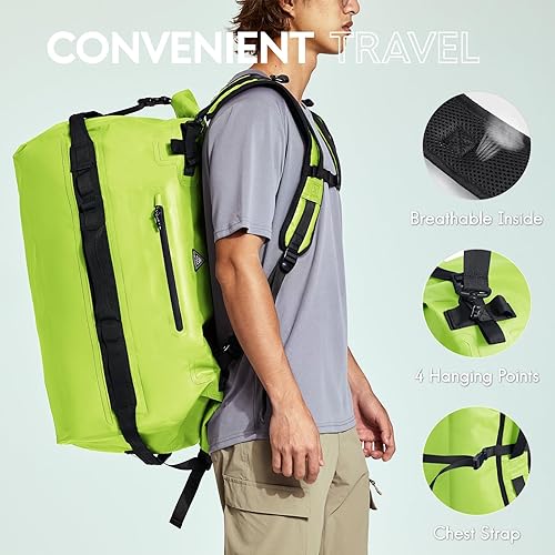 Miniatura 3 de Haimont Mochila de lona grande impermeable con parte superior enrollable, bolsa de lona seca resistente para navegación, viajes, motocicleta, kayak,
