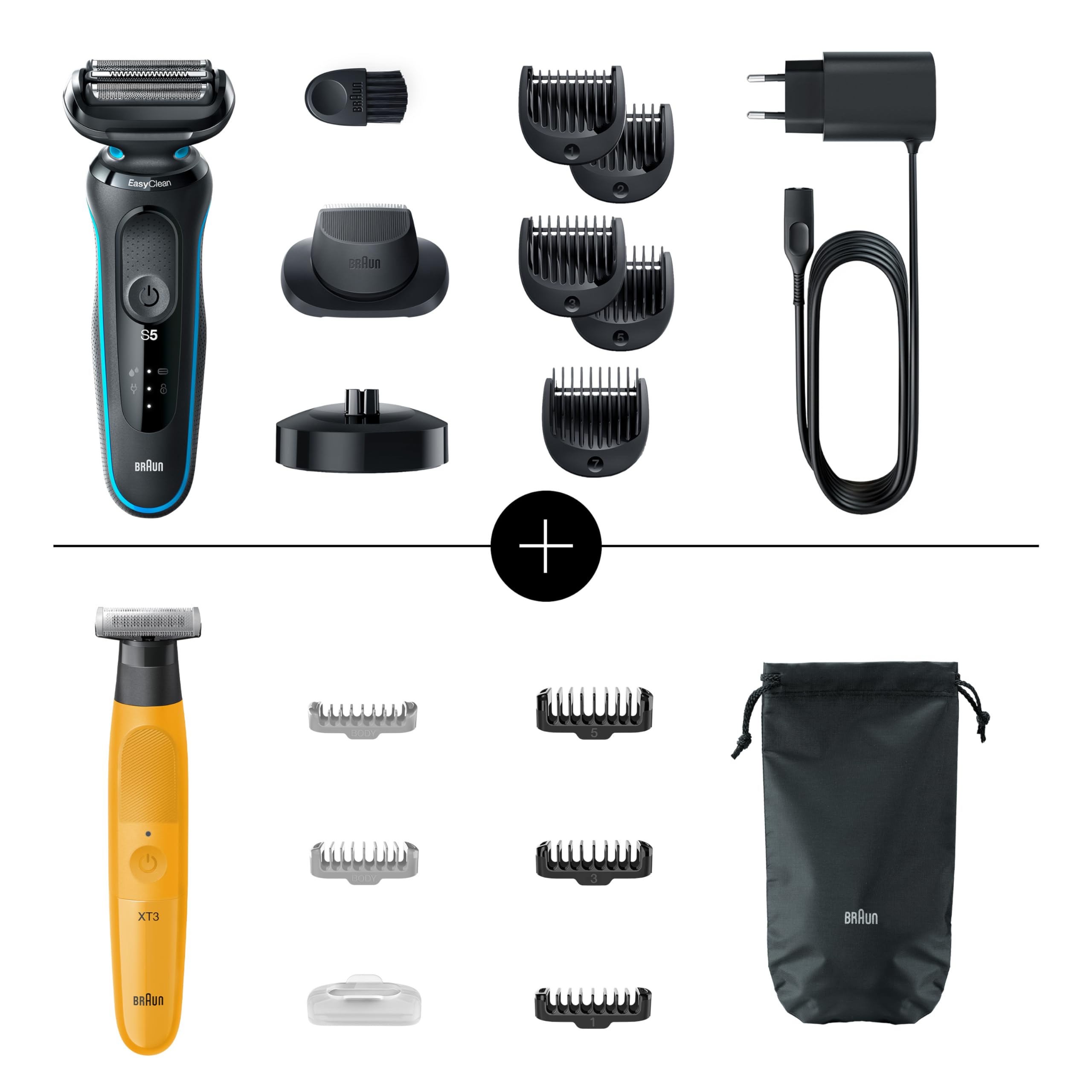 Bundle of Braun Series 5 Elektrorasierer Rasierer Herren Elektrisch Ladestation,Wet & Dry, rasierapparat, Made in Germany + Braun Series XT3 All-in-One, Groomer, Bart Styler, Trimmen & Rasieren,