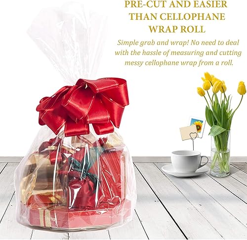 Miniatura 5 de Morepack Bolsas de celofán de 10 x 20 pulgadas, bolsas de regalo de celofán transparente para tazas, botellas, 10 piezas