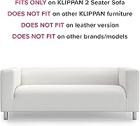Vista 9 de MASTERS OF COVERS Klippan - Funda para sofá biplaza IKEA de 2 plazas Klippan, funda de repuesto, algodón, color blanco