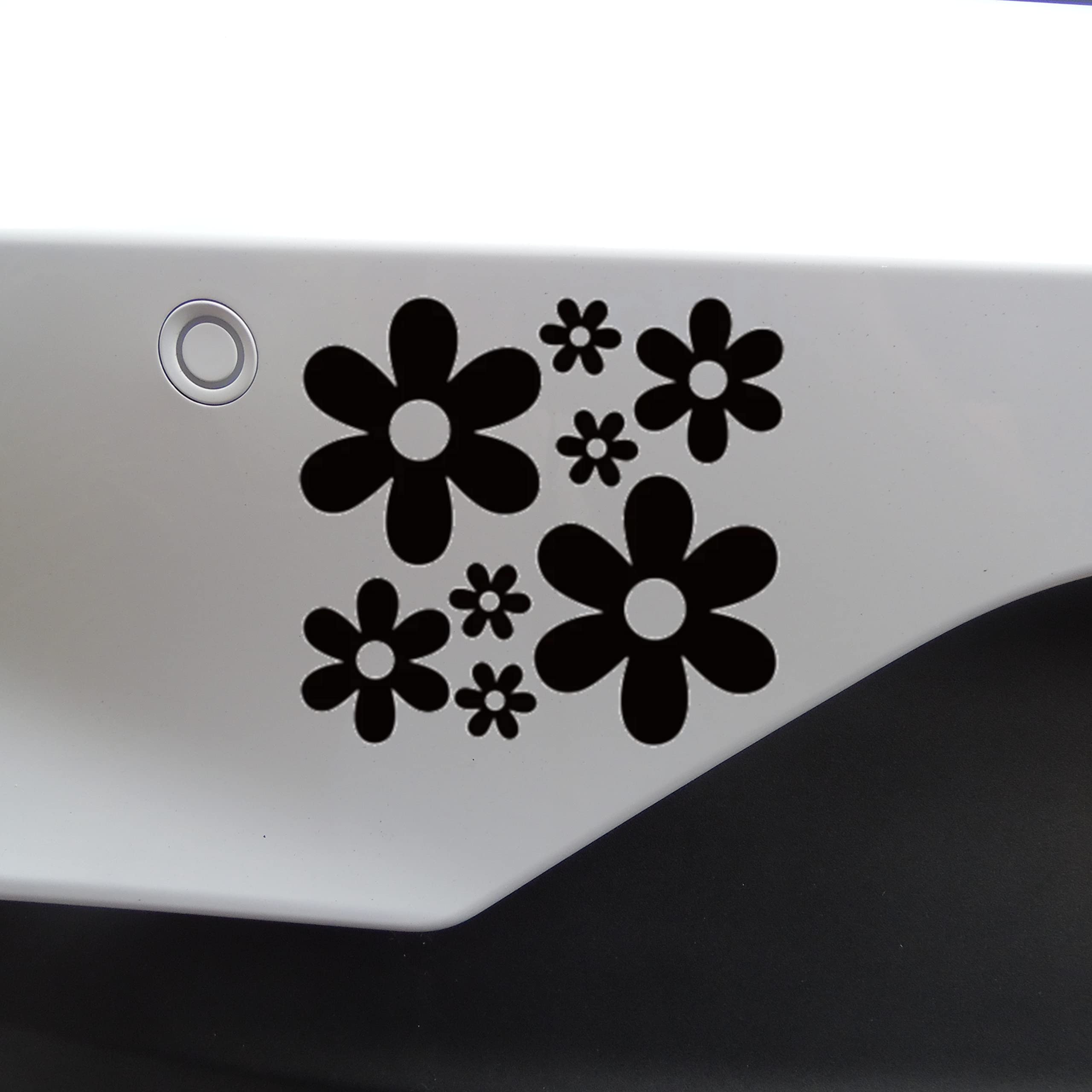 Hatcherabilia Black 2 X Sheets Of Flower Power Cute Stickers- 8 Stickers Per Sheet - Car Bumper Stickers - Wall Decal - Laptop Stickers - Hippie Accessories - 70'S Decoration (, 15Cm X 14Cm)