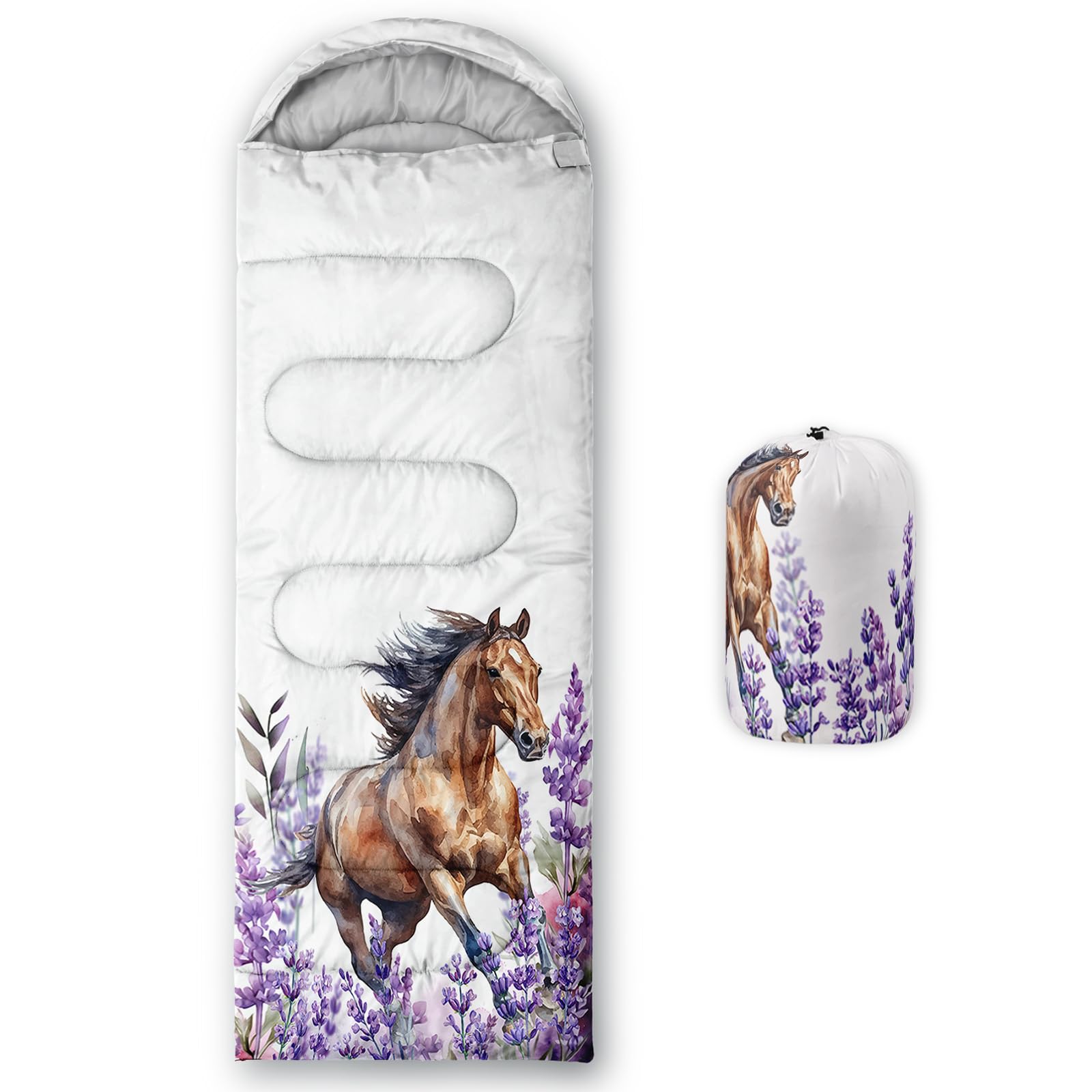 AILONEN Horse Camping Sleeping Bags for Girls Boys Adults Backpacking,Cold Weather & Warm,Lightweight Compact Camping Backpacking for Warm Camping Hiking Outdoor Travel Hunting