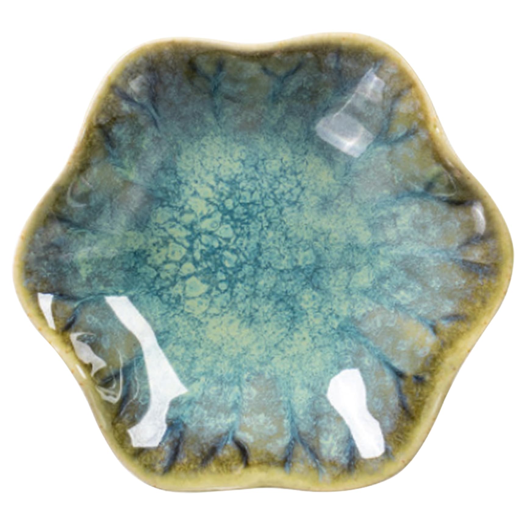 Wedhapy Green Jewelry Tray, Lotus Leaf Jewelry Dish, 4X4x1 Inch Ceramic Trinket Tray, Decorative Tray For Vanity, Entryway Table, Dresser