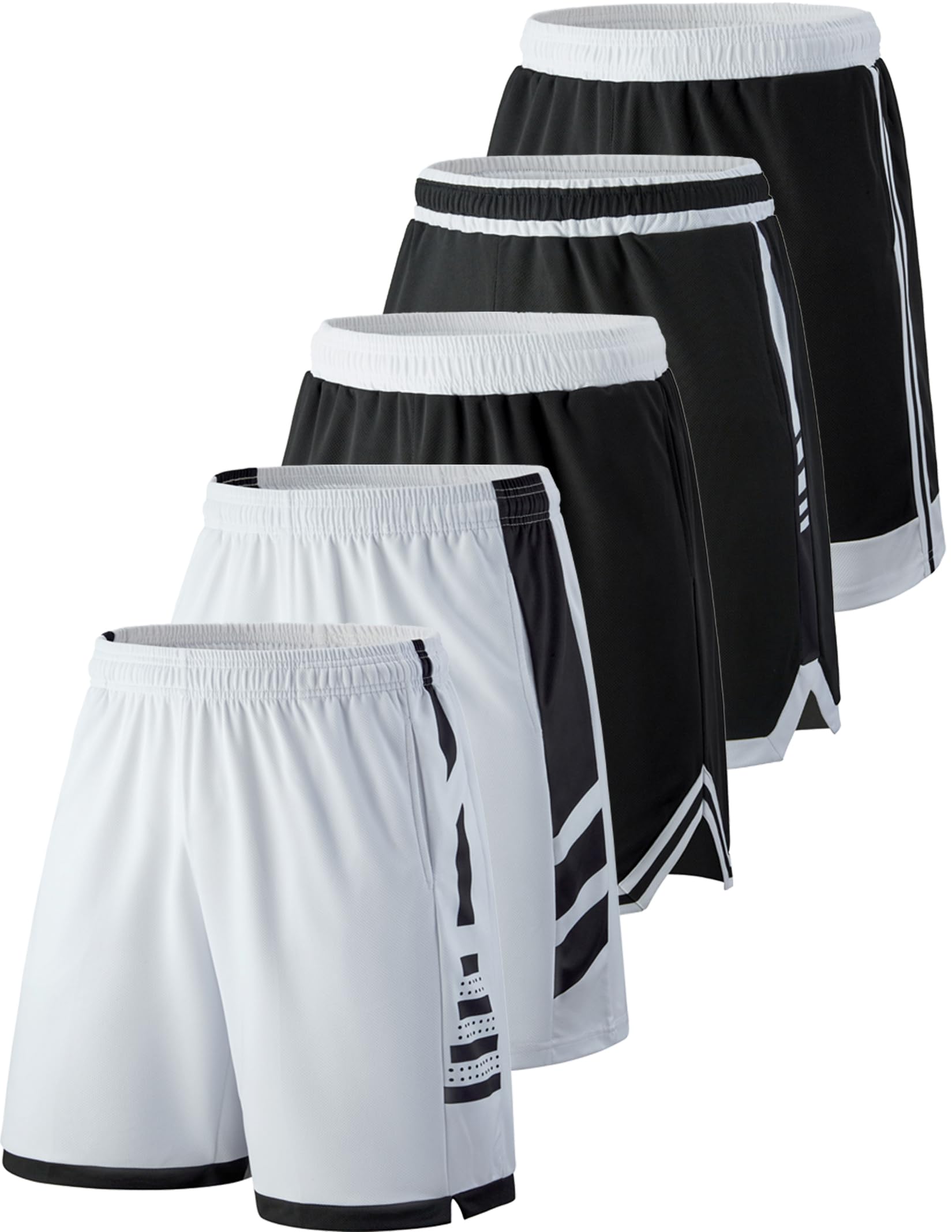 Liberty ImportsPack of 5 Men's Athletic Basketball Shorts Mesh Quick Dry Activewear with Pockets