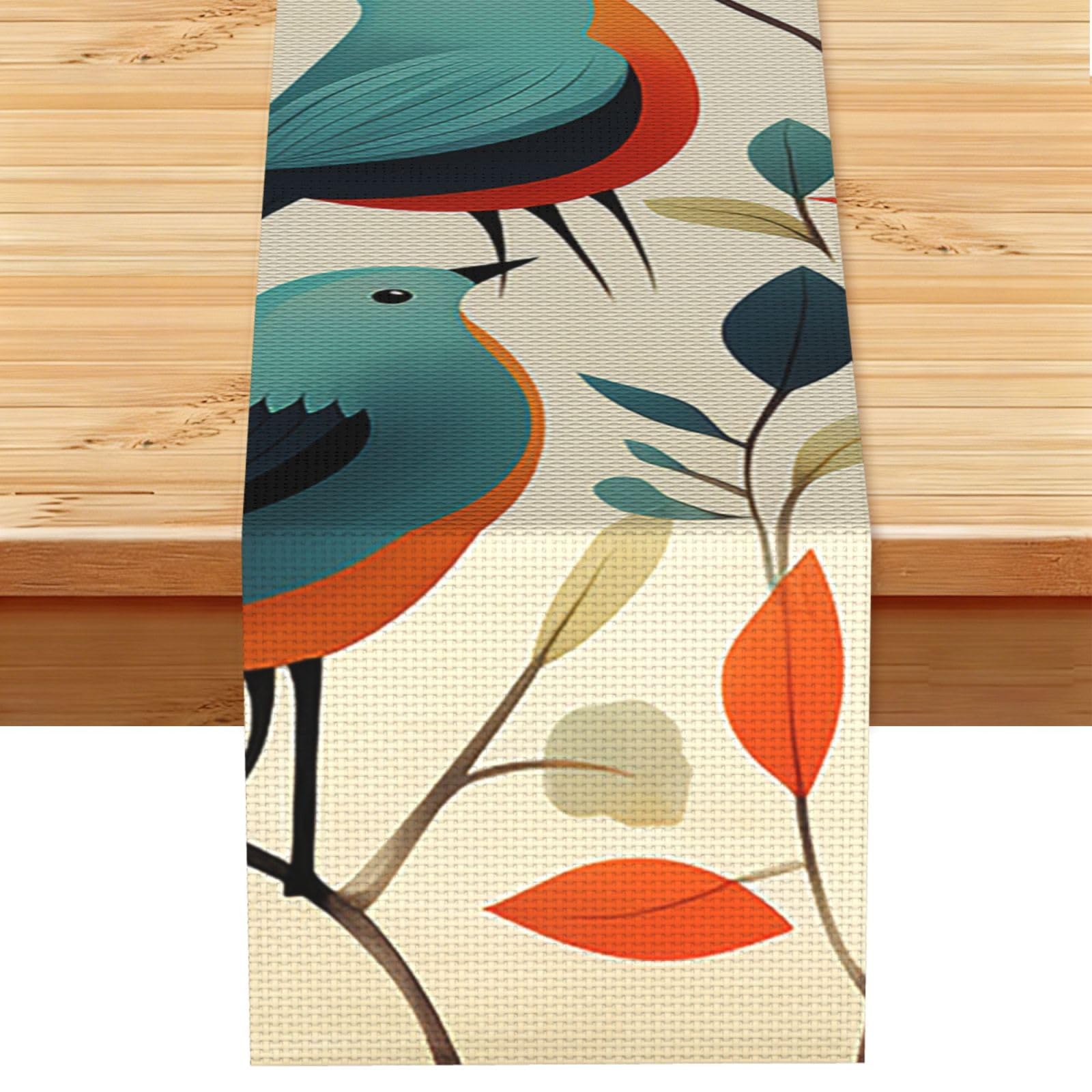 Flock of Birds Table Runner 13x72 Inch Cotton Linen Table Linen Washable Farmhouse Tablecloth Modern Abstract Art Kitchen Dinning Table Decoration for Home Party Decor