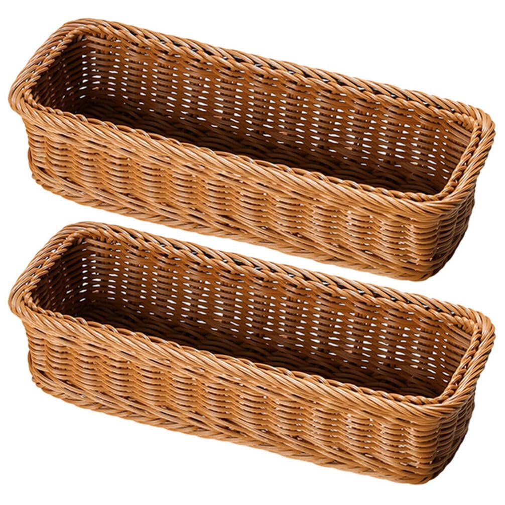 Cabilock 2 Pezzi Cesto Per Posate In Vimini Cestini Intrecciati Rettangolari Contenitori Porta Utensili In Rattan Intrecciato Organizzatore Per Posate Portaposate In Per