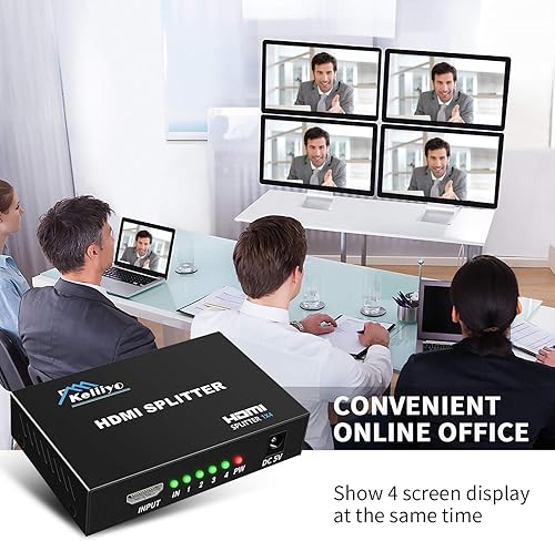 Miniatura 7 de Divisor HDMI 1 en 4 Salidas V1.4b Alimentado Divisor de Video HDMI con Adaptador de CA Duplicado/Monitor de Pantalla Espejo Soporta Ultra HD 1080P