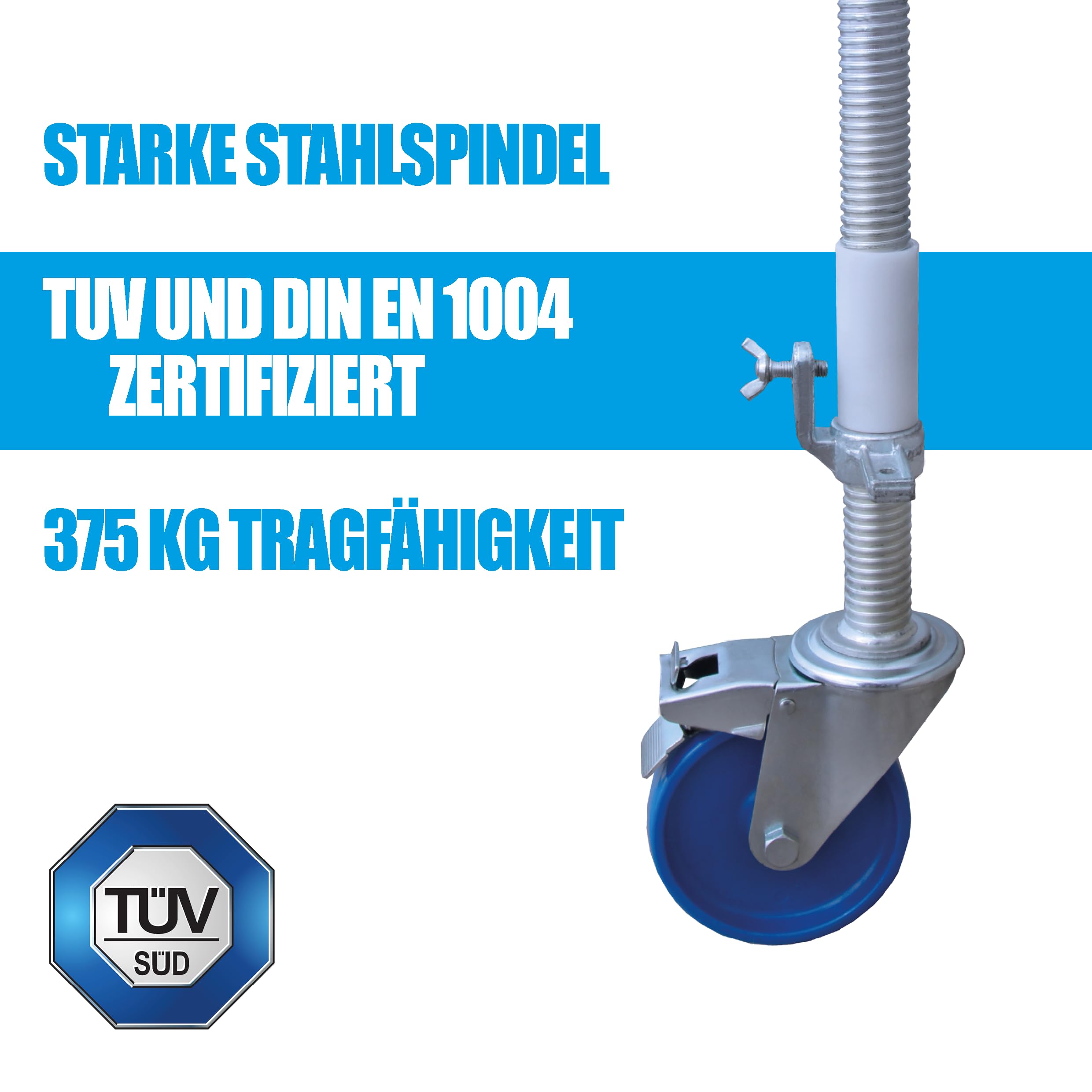 Gerüsträder 150 MM - Auch für andere Gerüstmarken geeignet - Schwerlastrollen - Rollen schwerlast - Lenkrollen - Räder für Arbeitsgerüste - Lenkrollen klein - Vollgummireifen
