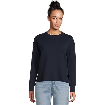 L.L.Bean Wicked Soft Cotton/Cashmere Crewneck Sweater classic navy
