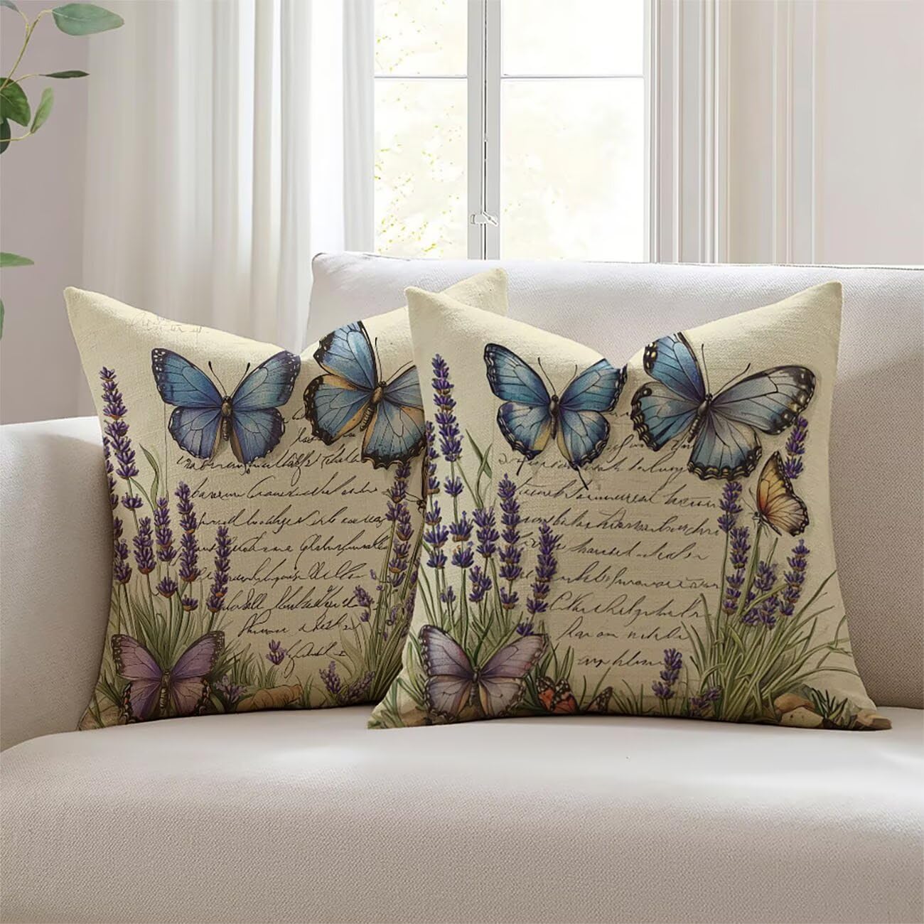 Housse de coussin 60x60cm papillon : la solution imperméable contre les taches de jardin