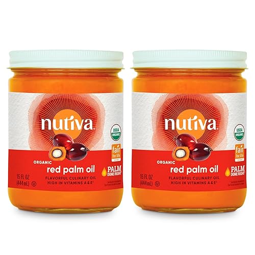 Miniatura 1 de Nutiva Aceite orgánico de palma roja ecuatoriana de comercio justo 15 onzas paquete de 2 orgánico USDA sin OMG de origen sostenible aprobado por