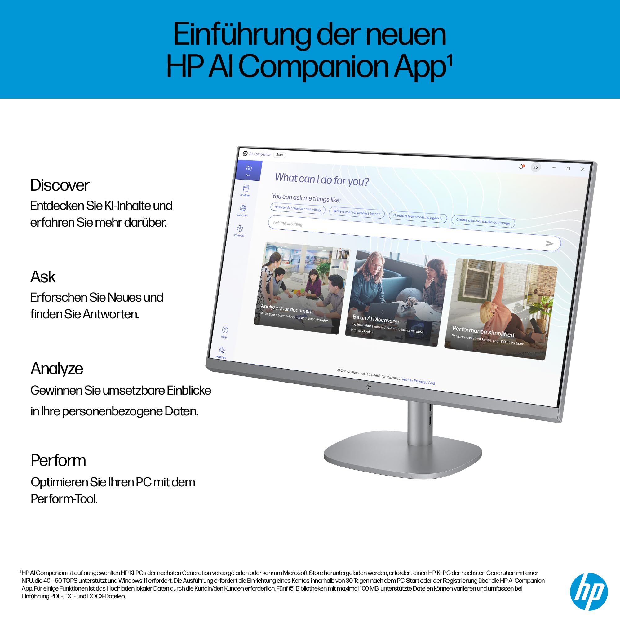 HP OmniStudio X 27-cs0273ng All-in-One KI PC, 27 Zoll Entspiegeltes FHD-Display, Intel Core Ultra 7 155H, 16 GB DDR5-SDRAM, 1 TB SSD, Intel Arc Graphics, Windows 11 Home, QWERTZ Tastatur, Silber