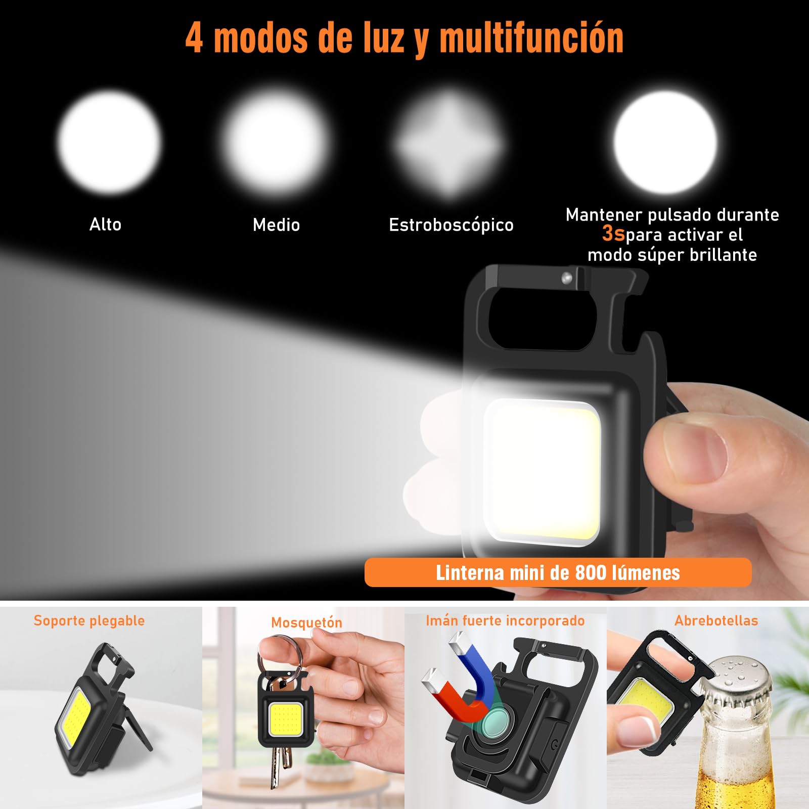 Shadowhawk Linterna LED Recargable 1.000.000 Lúmenes 1000m Largo Alcance para Caminatas | USB-C 12h Autonomía Pantalla LCD IP67 Impermeable,Tactica Flashlight para Camping/Emergencias/Regalo