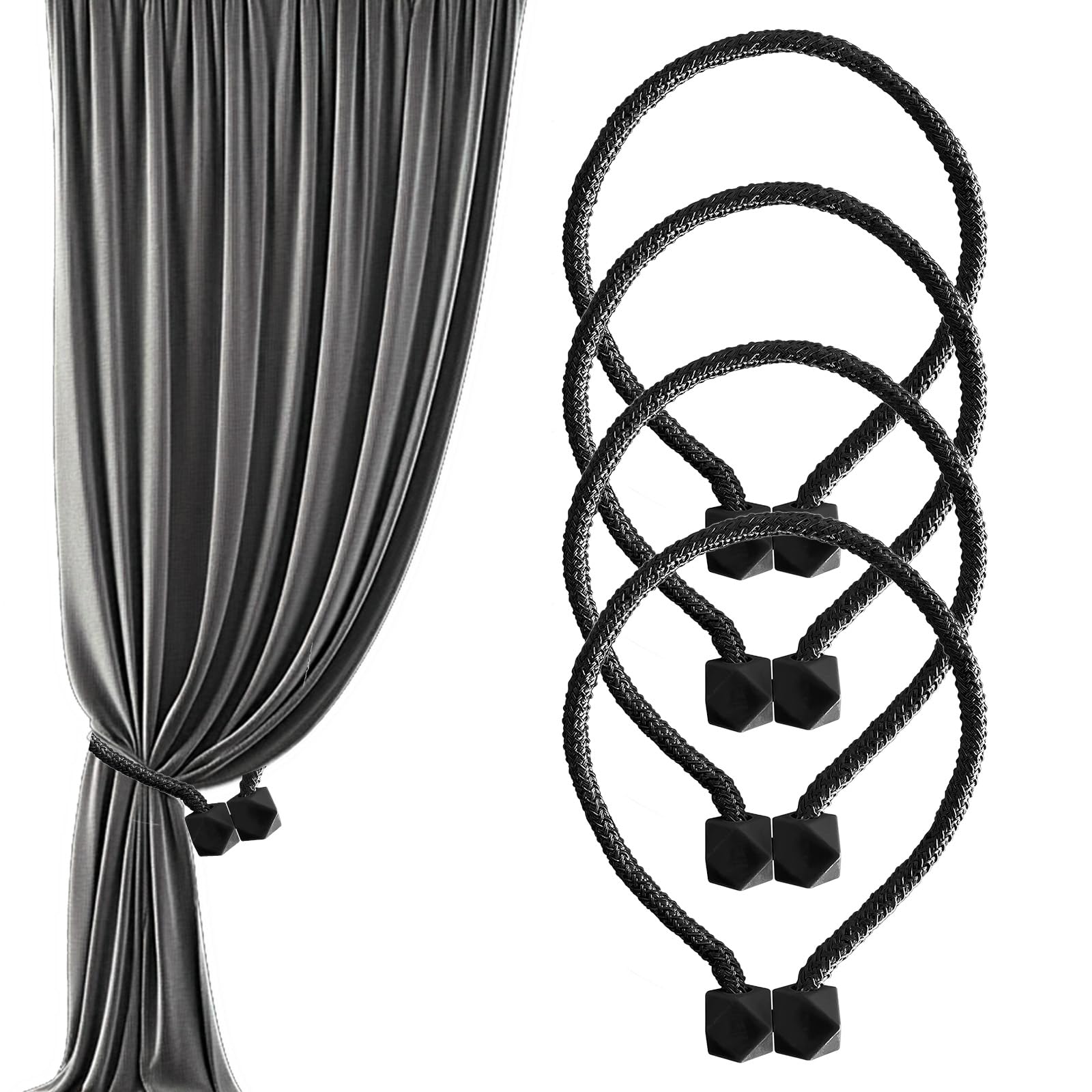 gotyou Curtain Holder with Magnets Black Magnetic Curtain Tiebacks