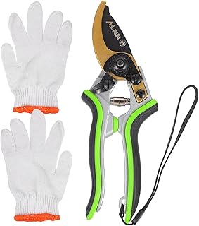 TEHAUX Tesoura De Jardim Jardim Poda de Cisalhamento Com Luvas de Jardinagem De Jardinagem Em Aço Inoxidável Mão Podador Tesoura para Cortar Ramos de Plantas de Flor Ao