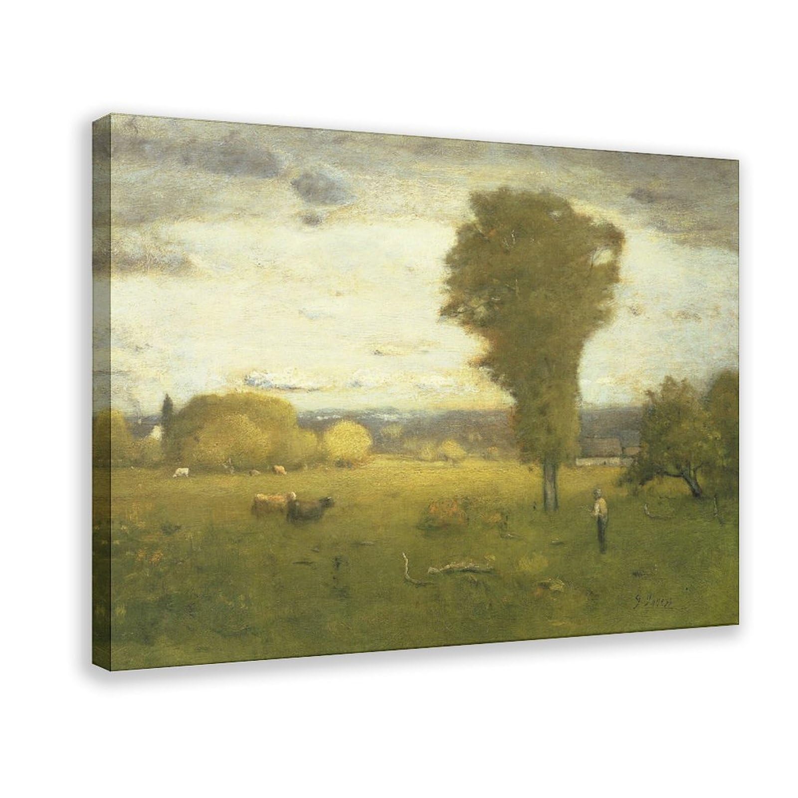 DFJyjFGJJ George Snr,Inness,Sunlit Pasture Canvas Poster Bedroom Sports Landscape Office Room Decor Gift 12" L X 18" W