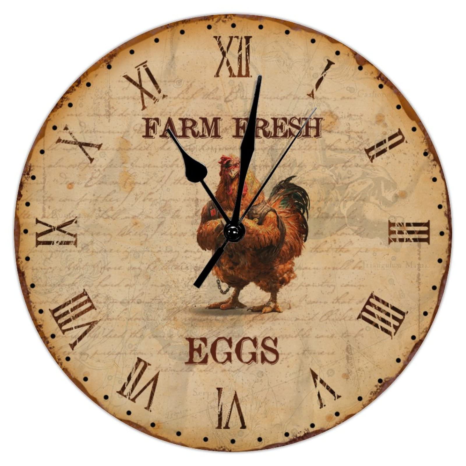Horloge murale coq rustique suspendue pour une ambiance bistrot en cuisine