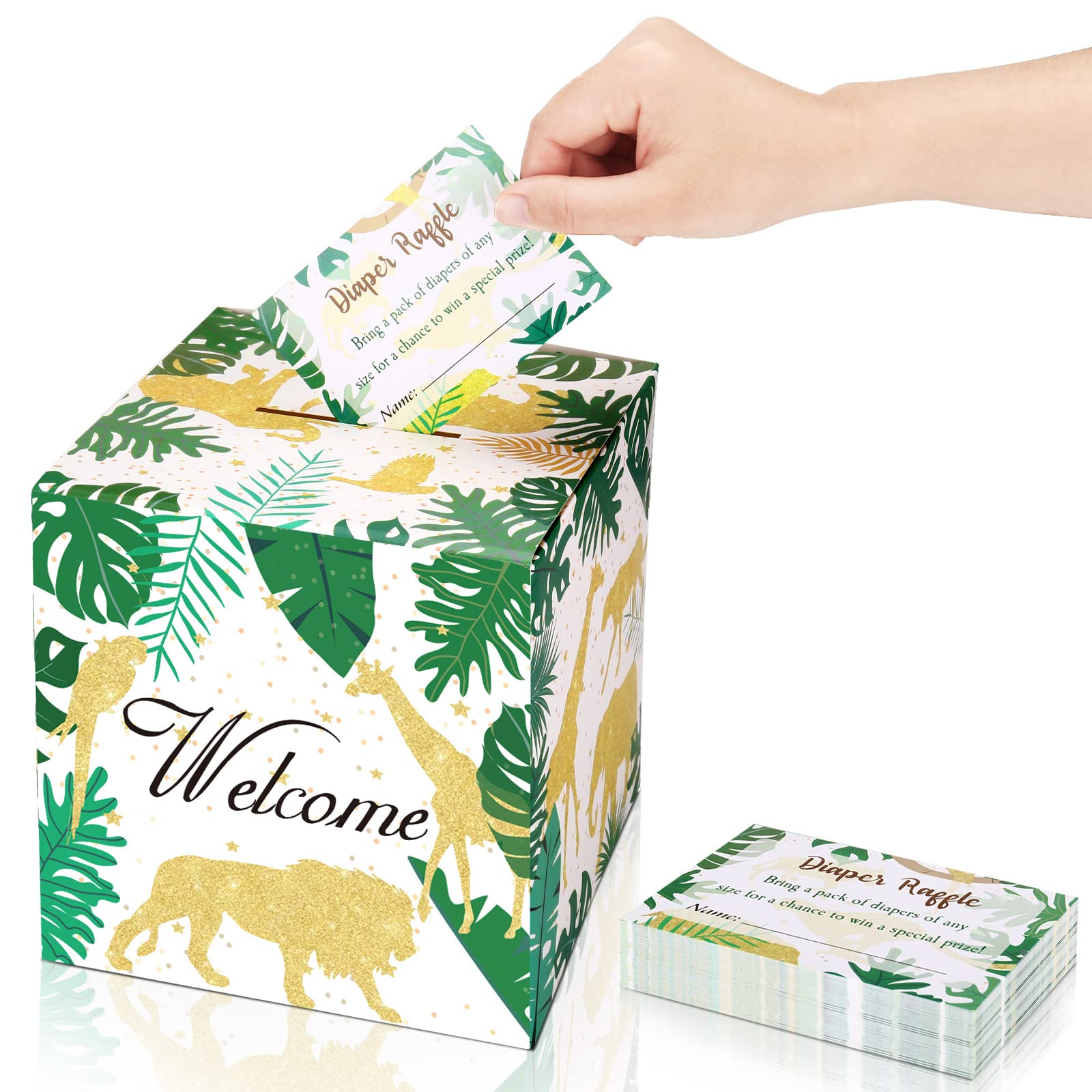 Buy 51 Pieces Safari Baby Shower Card Box Holder and Advice Cards Safari Diaper Raffle Cards