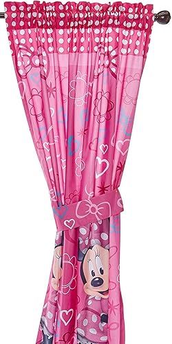 Miniatura 2 de Disney Minnie Mouse - Cortinas de ventana con diseño de lazo rosa, 42 x 63 pulgadas cada uno