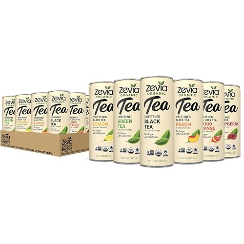 Zevia Organic Sugar Free Iced Tea, Variety Pack, 12 Ounce Cans (Pack of 12)