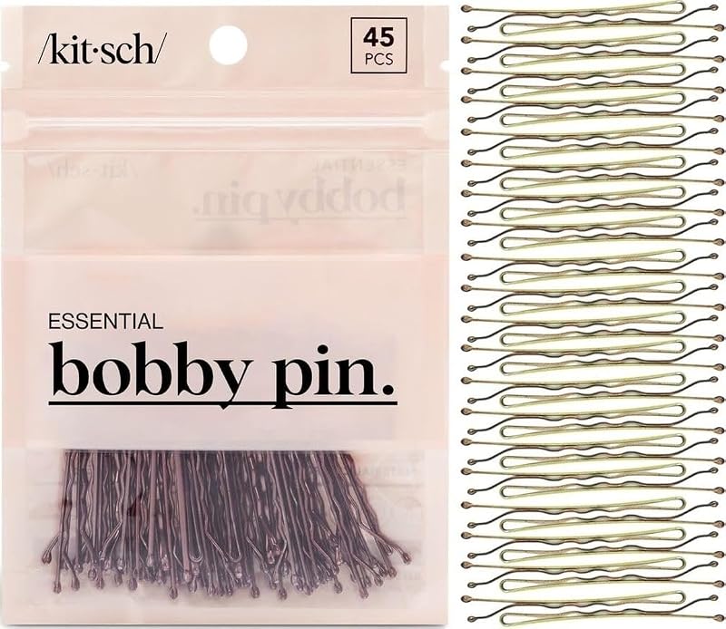 Kitsch Bobby Pins - Ideal for Blonde, Thick & Thin Hair, Brown 45 pcs | 1.87 Inches – Hair Styling Accessories for Kids, Girls and Women – Stylish and Secure Hair Pin