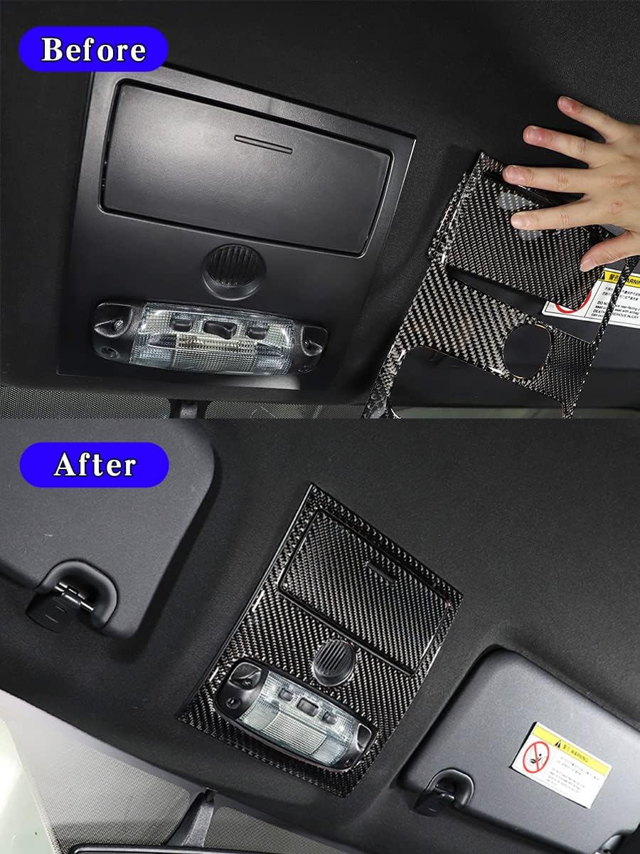 Front Reading Light Panel Decorative Stickers Fit for Ford Ranger 2015 2016 2017 2018 2019 2020 2021 Real Carbon Fiber (Soft) Interior Trim Protective Accessories