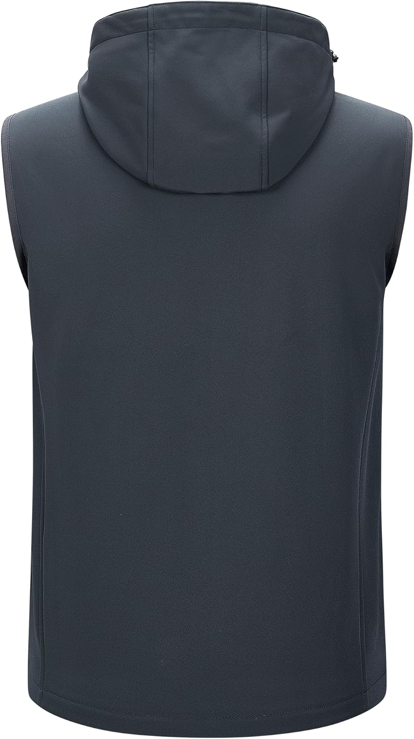 33,000ft Men's Lightweight Softshell Vest Hooded Outerwear Zip Up Fleece Lined Windproof Sleeveless Jacket for Golf Running - Image 6