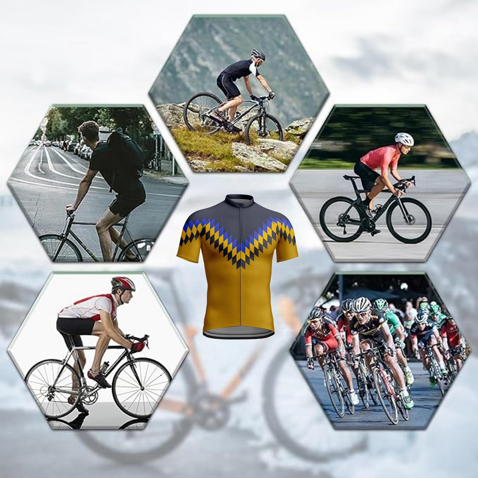 Odzież kolarska męska letnia odzież rowerowa zestaw męski z krótkim rękawem kombinezon rowerowy męski, koszula górska/MTB, z oddychającymi żelowymi spodenkami