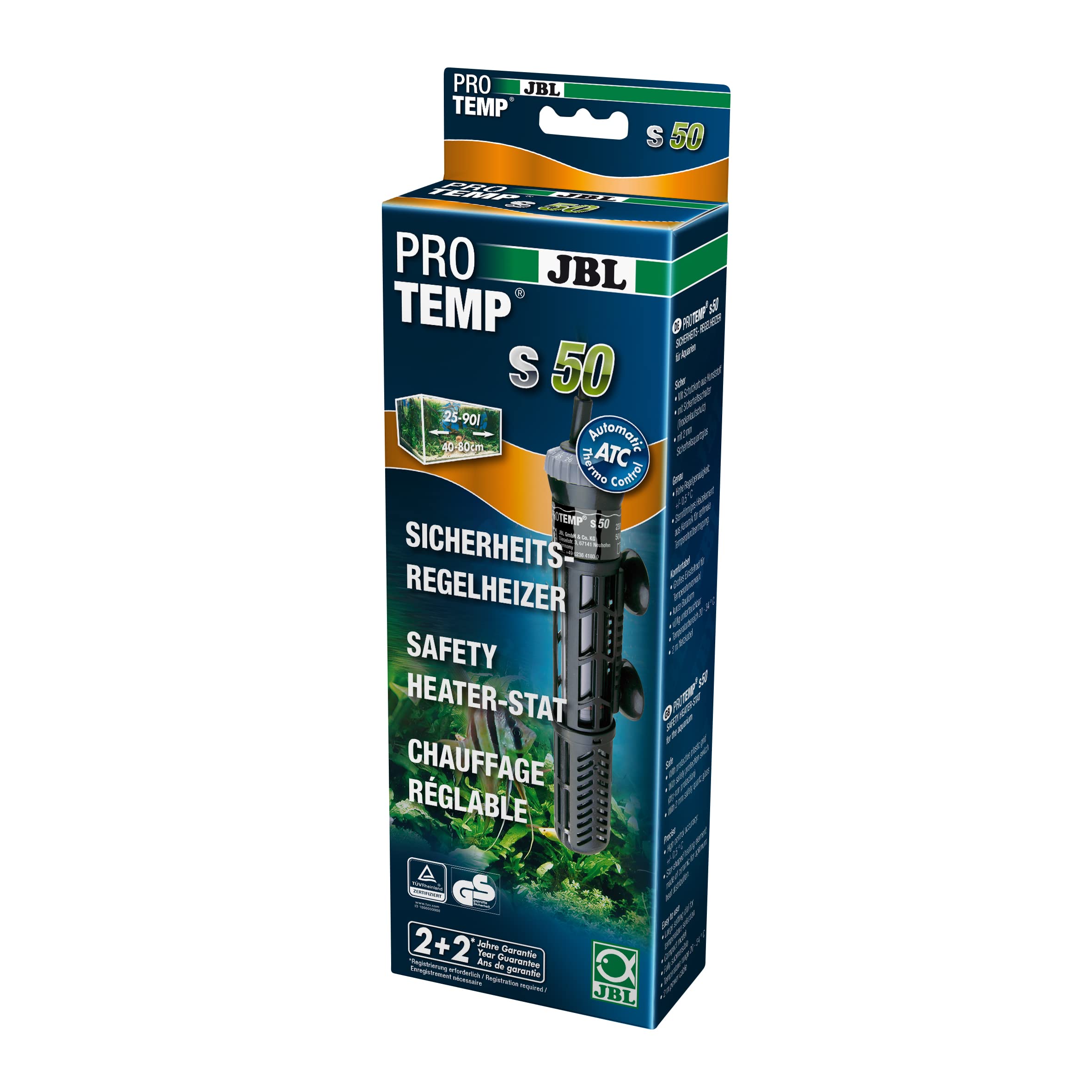 ProTemp S 50, Heating for aquariums, 50 W safety heater-stat with protective basket