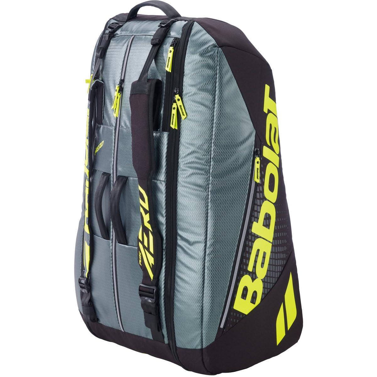 Babolat Pure Aero RH x12 Borsa da Tennis (Grigio Metallico/Nero/Giallo Fluo)