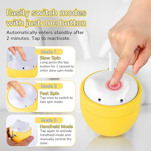 Miniatura 3 de Juguete láser automático para gatos con doble haz, rotación silenciosa de 35 a 38 dB, base oscilante y 3 modos, juguete automático interactivo para