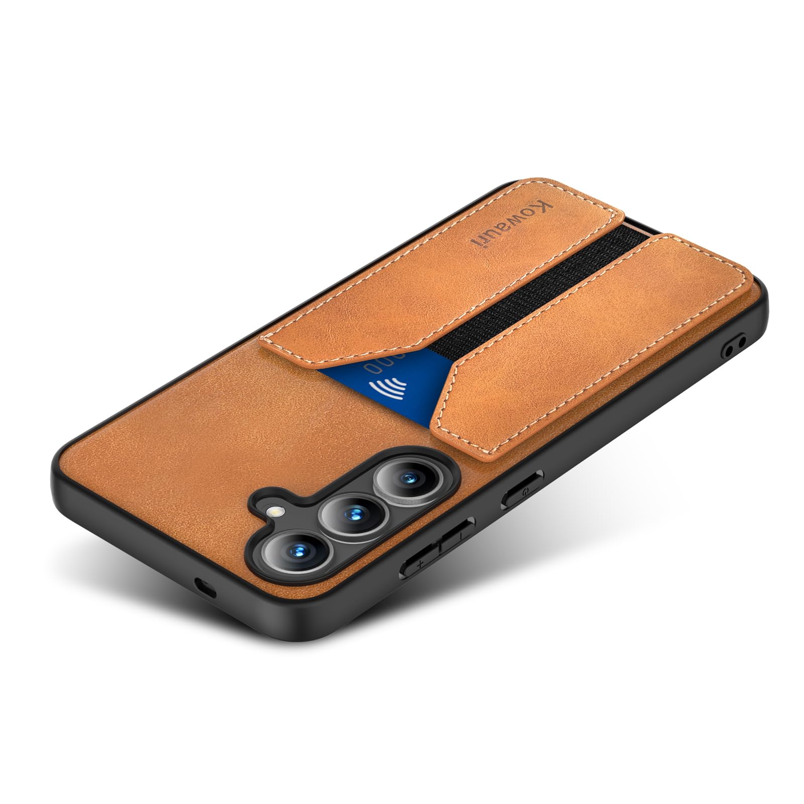 Kowauri for Samsung Galaxy S25 Case [ Not fit for S25 Plus/S25 Ultra], PU Leather Wallet Case with Credit Card Slot Holder Ultra Slim Protector Case for Samsung Galaxy S25 (Brown)