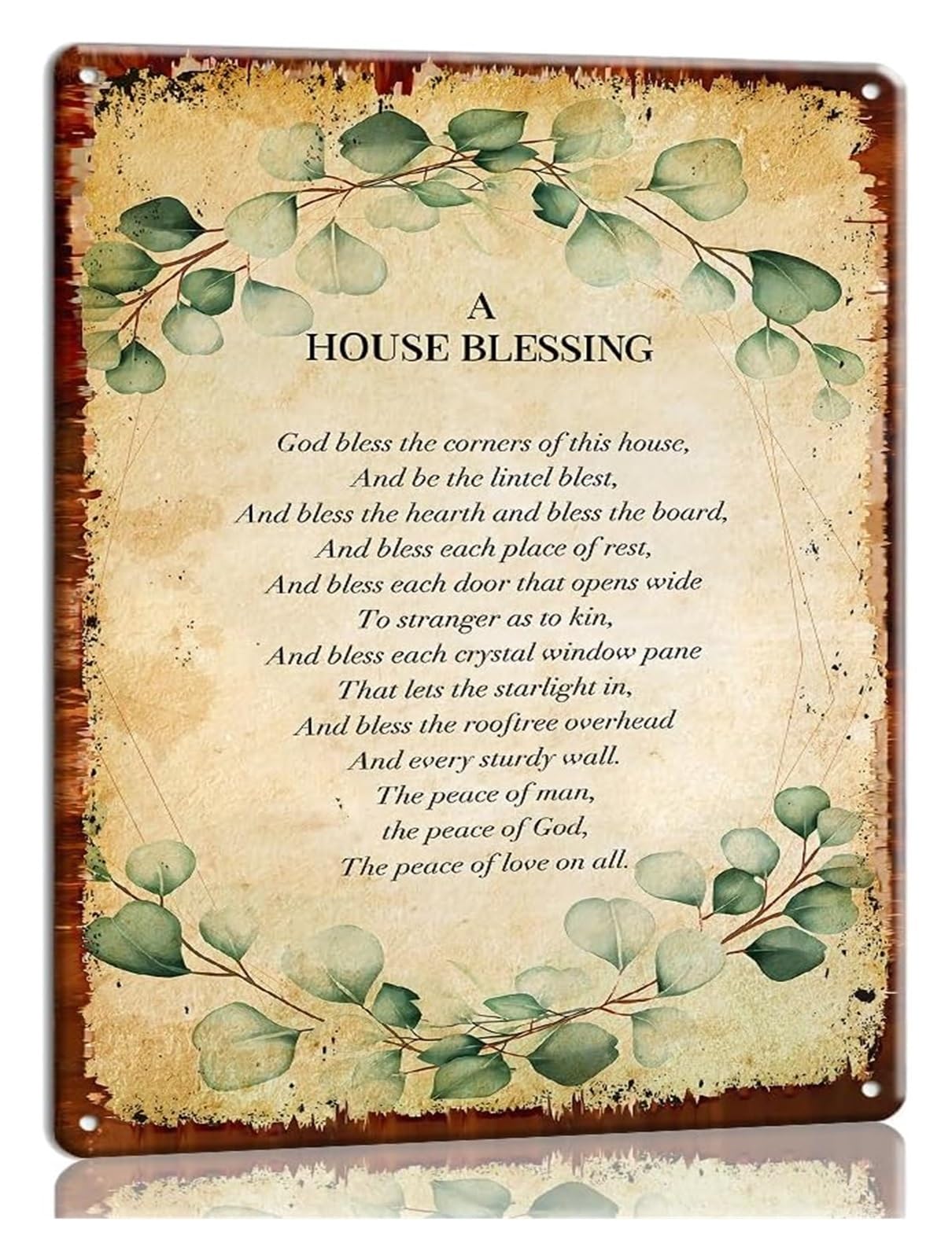 ZDVHOMCB Celtic Prayer Metal Wall-Art Irish House Blessing Verse Distressed Patina Look Vintage Tin Sign for Sunroom Kitchen Nook 8 X 12 inch