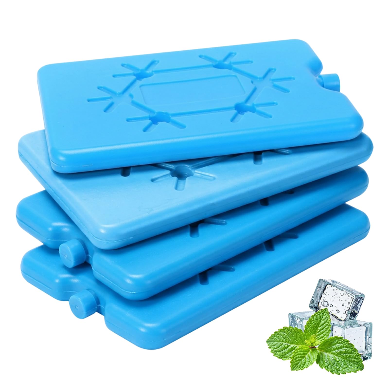 4 Pack Reusable Freezer Blocks, Ice Packs for Cool Box, Slim Ice Blocks for Cool Bags, Portable Ice Packs for Lunch Box, Durable Reusable Cooling Packs for Camping Picnic Outdoor