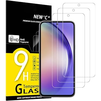 NEW'C Pack of 3 for Samsung Galaxy A54 5G for Tempered Glass, Scratch Free, 9H Hardness, HD Screen Protector, 0.33 mm Ultra C