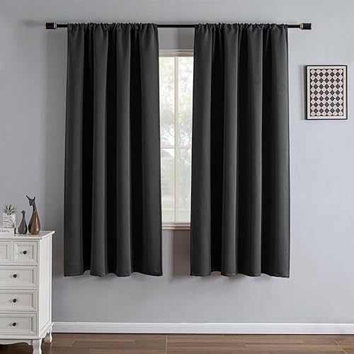Miniatura 46 de Cortinas opacas de 96" de largo, juego de 2 paneles, cortinas opacas para dormitorio de 96" de largo, cortinas con bolsillo para barra que ahorran
