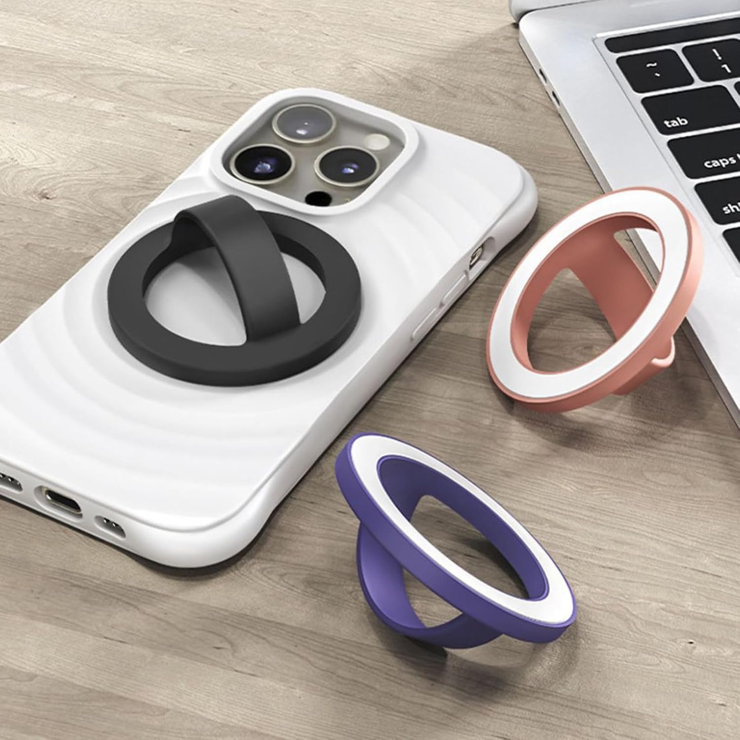 Silicone Magnetic Phone Rings Holder 360 Rotation Finger Grip Stand Not Slip Attachment for Car Mount Desk Viewing Use image 2